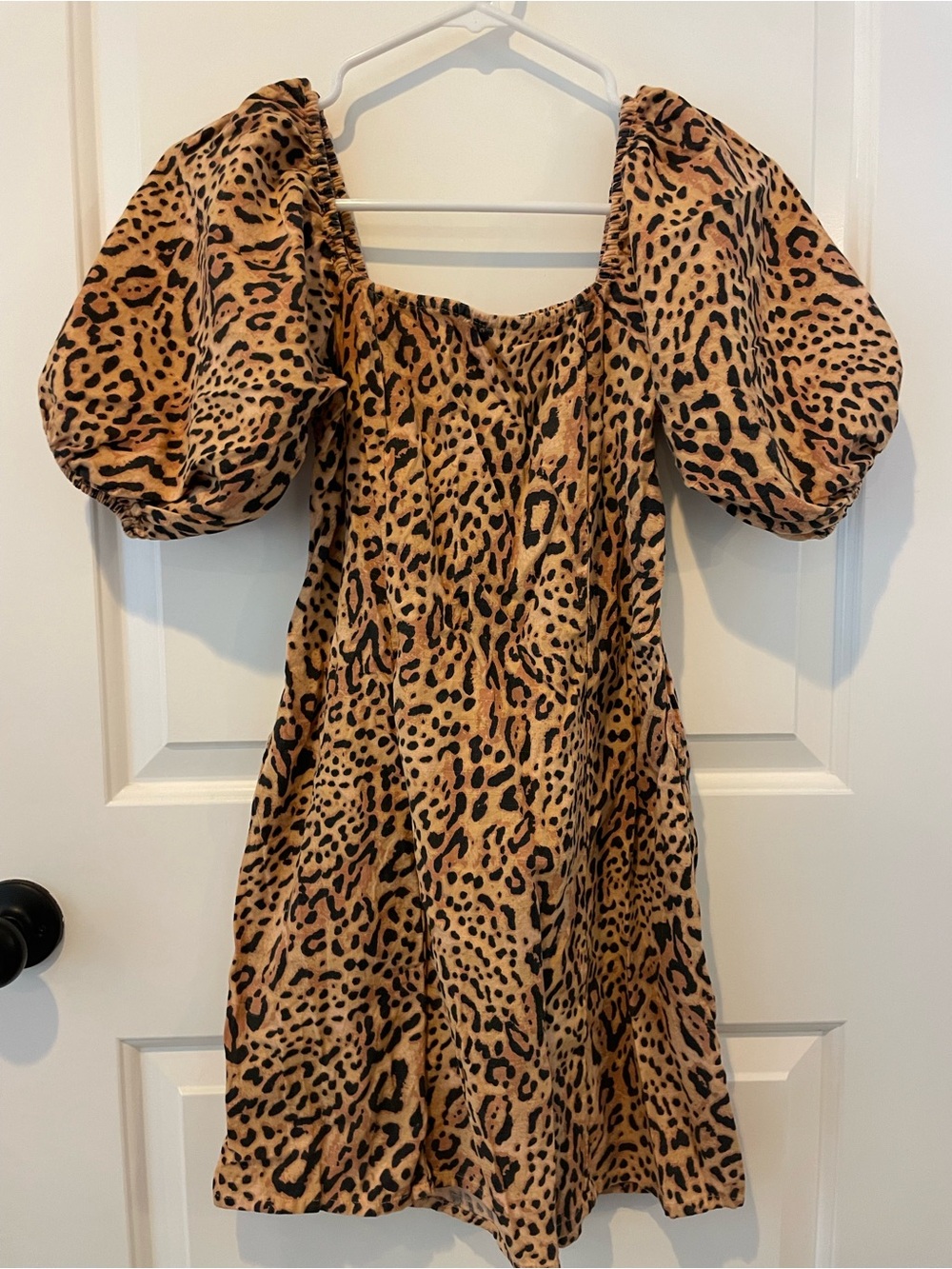 Billabong Leopard Print Puff Sleeve Mini Dress
